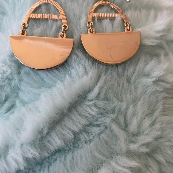 Express Green and Gold Half-Moon Earrings - Picture 2 of 4